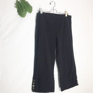 Neon Buddha | Cropped Black Pant w/Button Detail